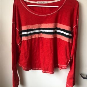 Free People Cropped Striped Long Sleeve Tee